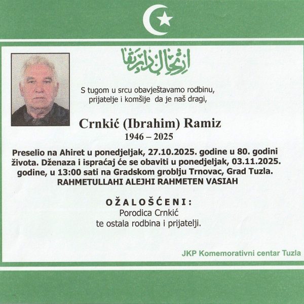 In memoriam: Ramiz (Ibrahima) CRNKIĆ