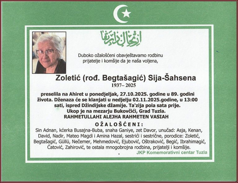 In memoriam, Sahsena Zoletic