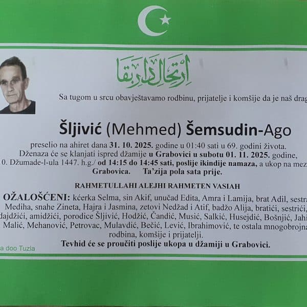 In memoriam: Šemsudin (Mehmeda) ŠLJIVIĆ – Ago