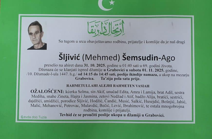 In memoriam: Šemsudin (Mehmeda) ŠLJIVIĆ – Ago