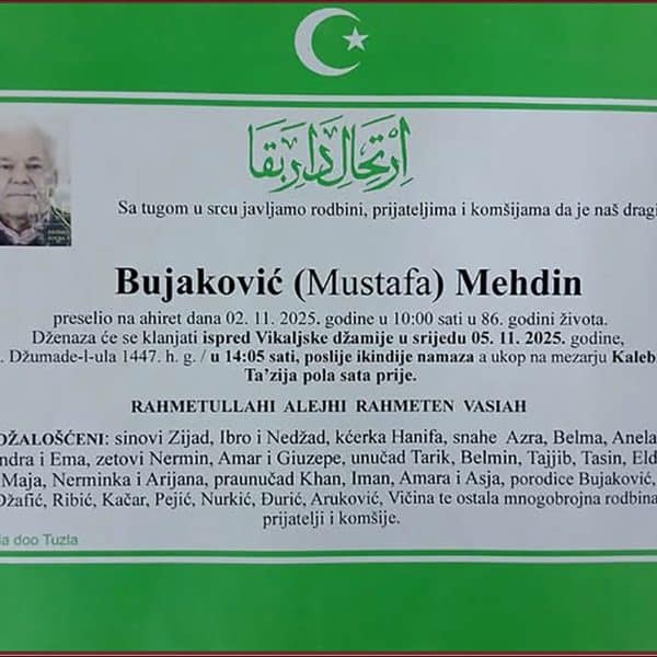 In memoriam: Mehdin (Mustafe) BUJAKOVIĆ