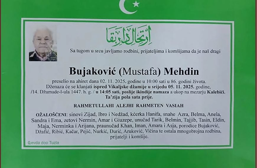 In memoriam: Mehdin (Mustafe) BUJAKOVIĆ