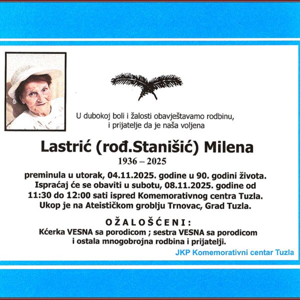 In memoriam, Milena Lastrić