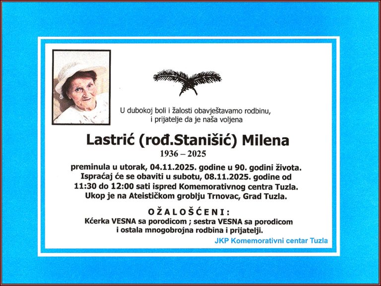 In memoriam, Milena Lastrić