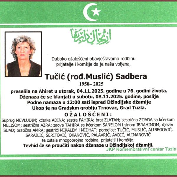 In memoriam, Sadbera Tucic