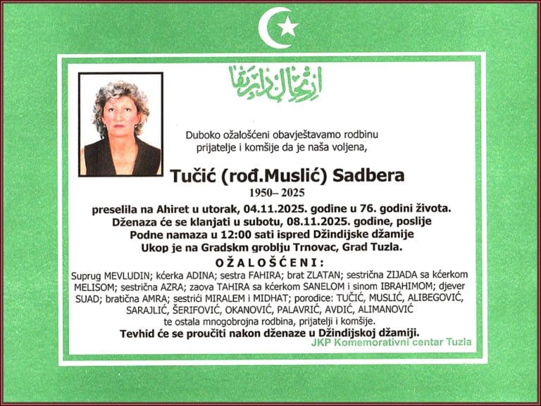 In memoriam, Sadbera Tucic