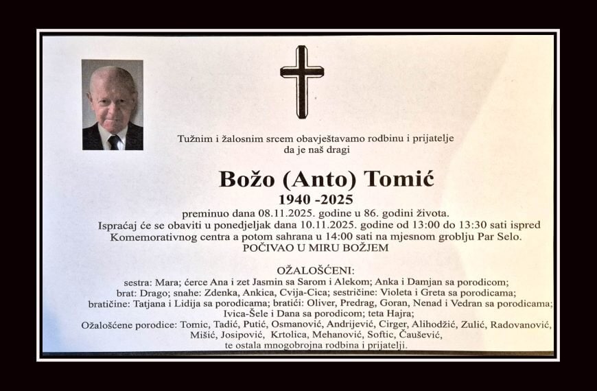 In memoriam, Bozo Tomic
