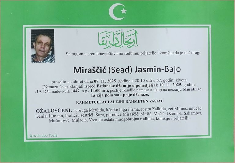 In memoriam, Jasmin Mirascic