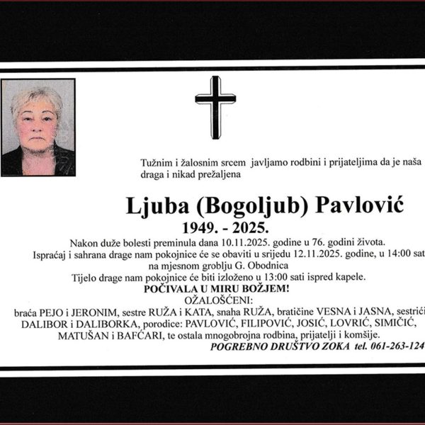 In memoriam: Ljuba (Bogoljuba) PAVLOVIĆ