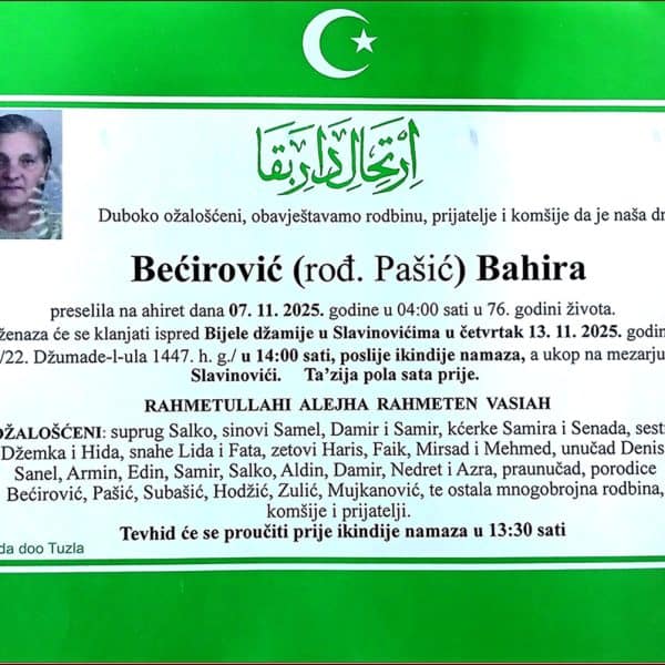 In memoriam: Bahira BEĆIROVIĆ (Pašić)