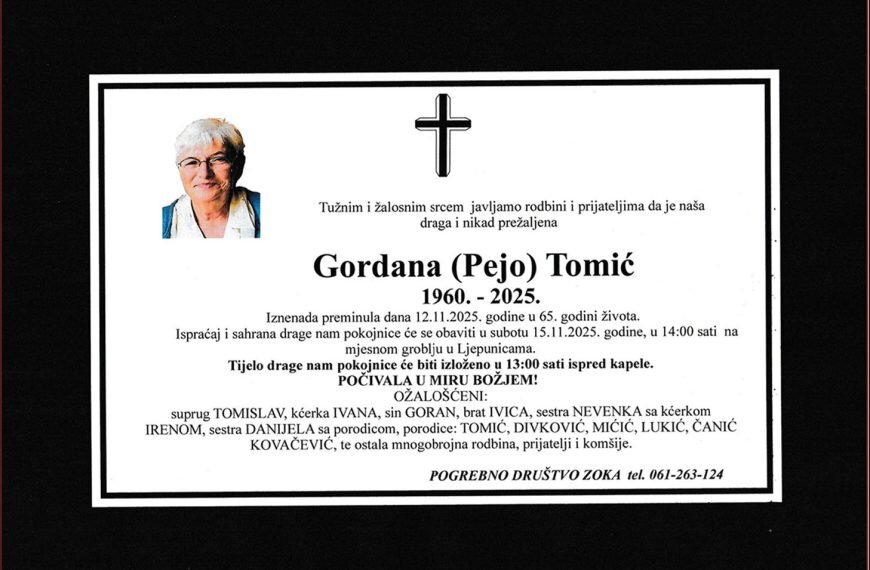 In memoriam: Gordana (Peje) TOMIĆ