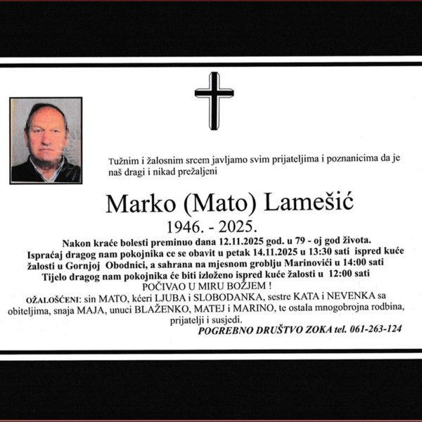 In memoriam: Marko (Mate) LAMEŠIĆ