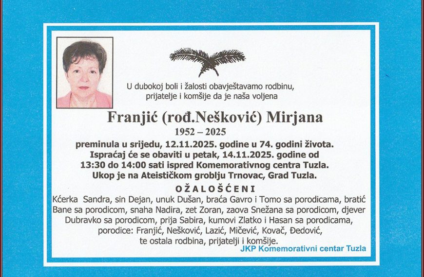 In memoriam: Mirjana FRANJIĆ (Nešković)