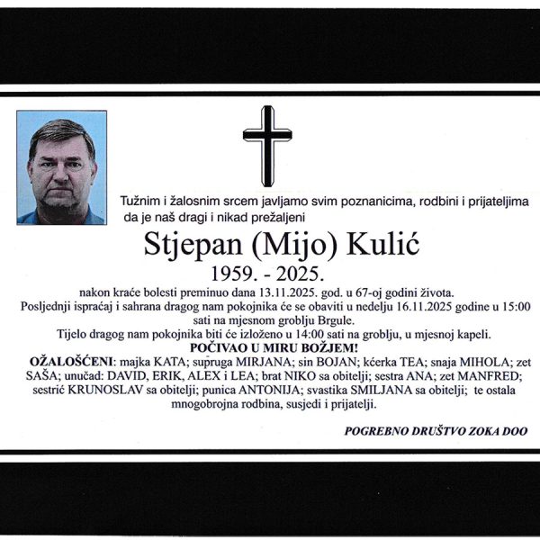 In memoriam: Stjepan (Mije) KULIĆ