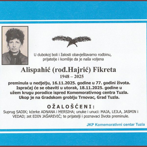 In memoriam, Fikreta Alispahic