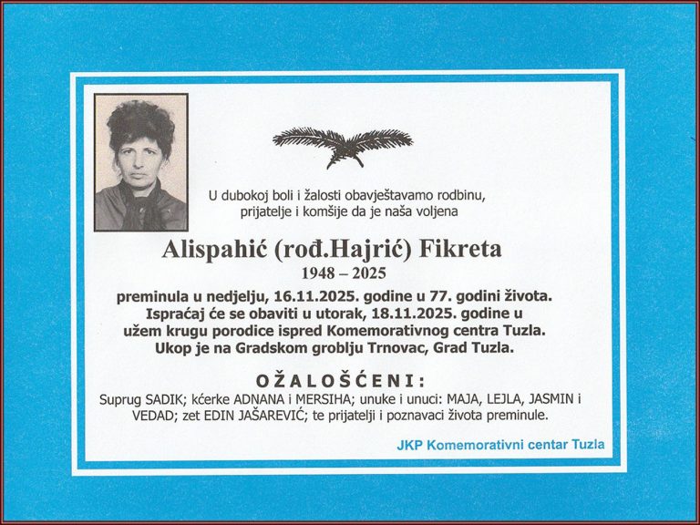 In memoriam, Fikreta Alispahic