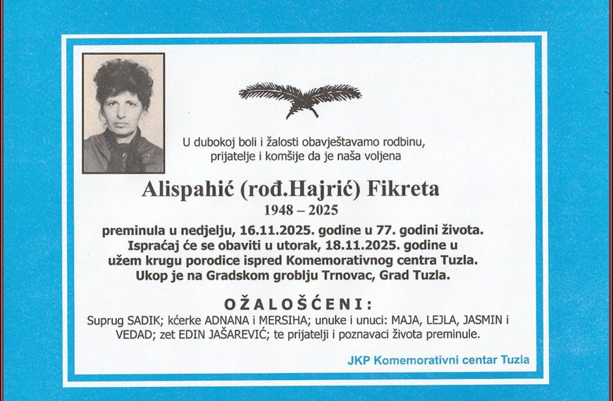 In memoriam, Fikreta Alispahic