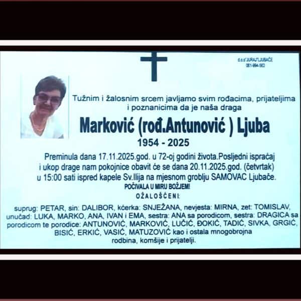 In memoriam: Ljuba MARKOVIĆ (Antunović)