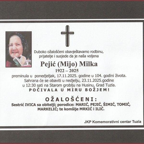In memoriam, MIlka Pejic