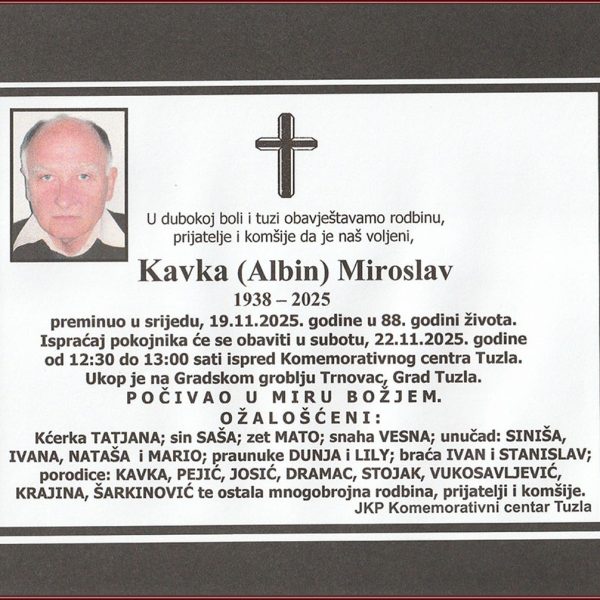 In memoriam, Miroslav Kavka
