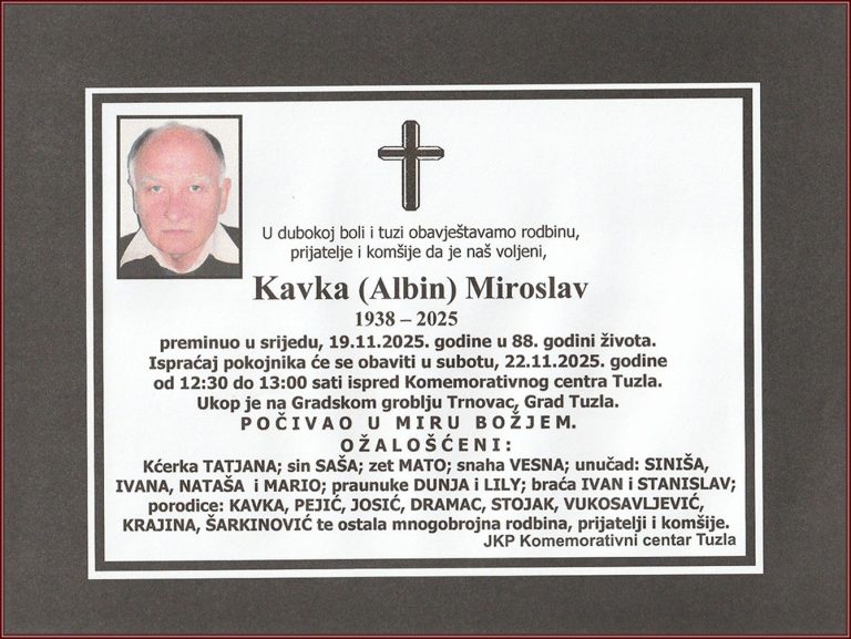 In memoriam, Miroslav Kavka