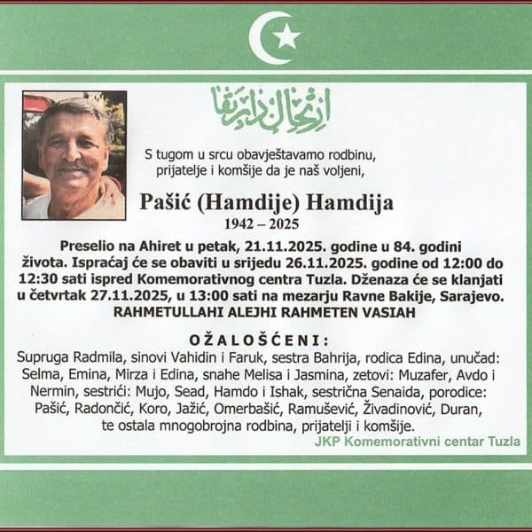 U Tuzli preminuo bivši sportaš i sekretar OSD “Jedinstvo”, Hamdija Pašić Hamo