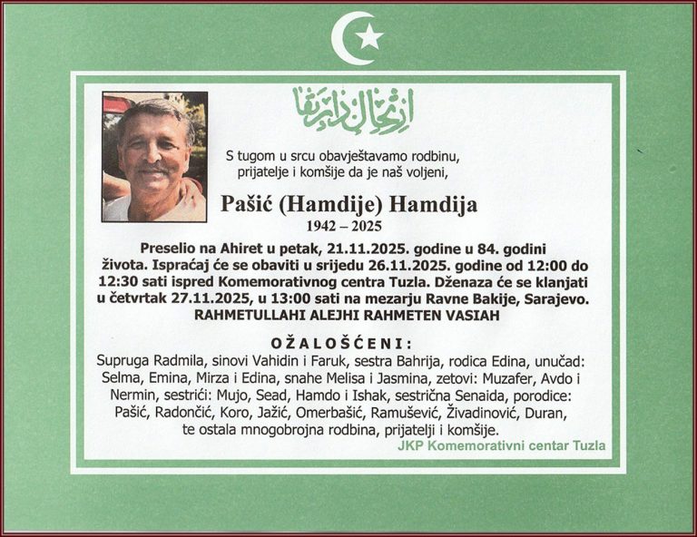 In memoriam, Hamdija Pasic