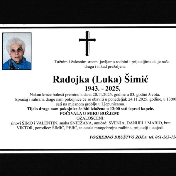 In memoriam, Radojka Simic