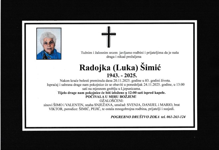 In memoriam, Radojka Simic