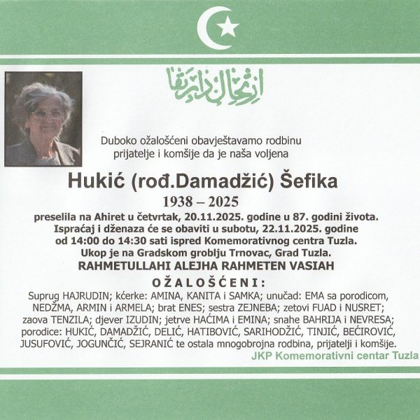 In memoriam, Sefika Hukic