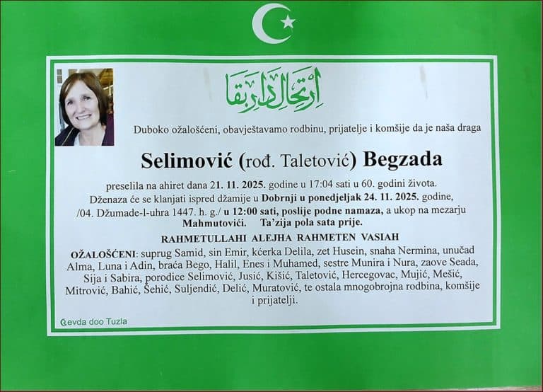 In memoriam, Begzada Selimovic