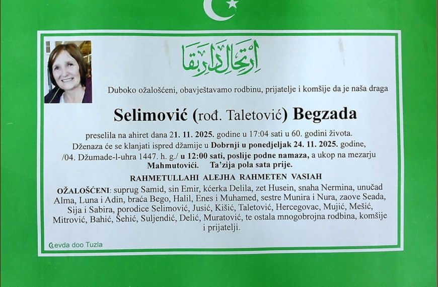 In memoriam, Begzada Selimovic