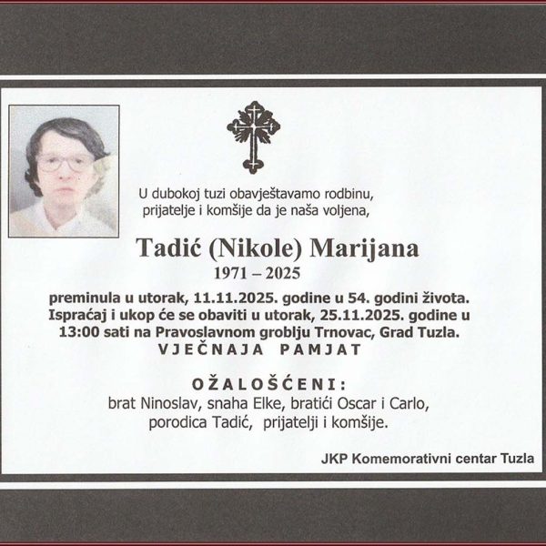 In memoriam, Marijana Tadic