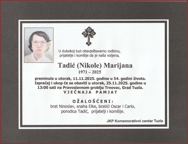 In memoriam, Marijana Tadic