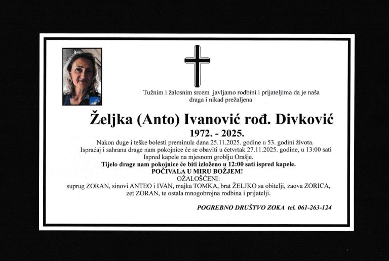 In memoriam, Zeljka Ivanovic