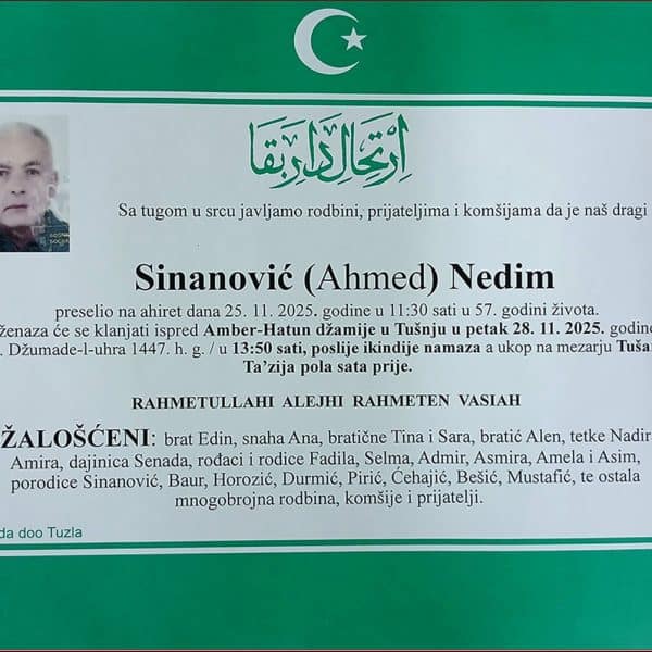 In memoriam: Nedim (Ahmeda) SINANOVIĆ