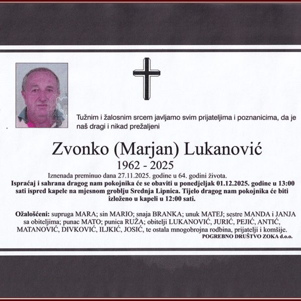 In memoriam, Zvonko Lukanovic