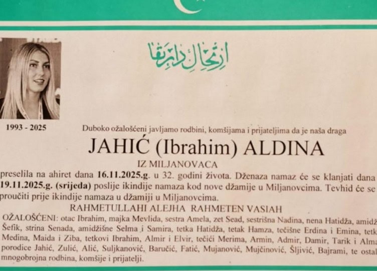 danas je u kalesiji proglasen dan zalosti povodom dzenaze ubijene aldine jahic koju je na svirep nacin u mostaru ubio anis kalajdzic