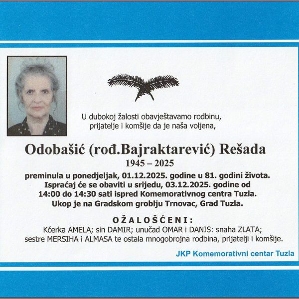 In memoriam: Rešada ODOBAŠIĆ (Bajraktarević)
