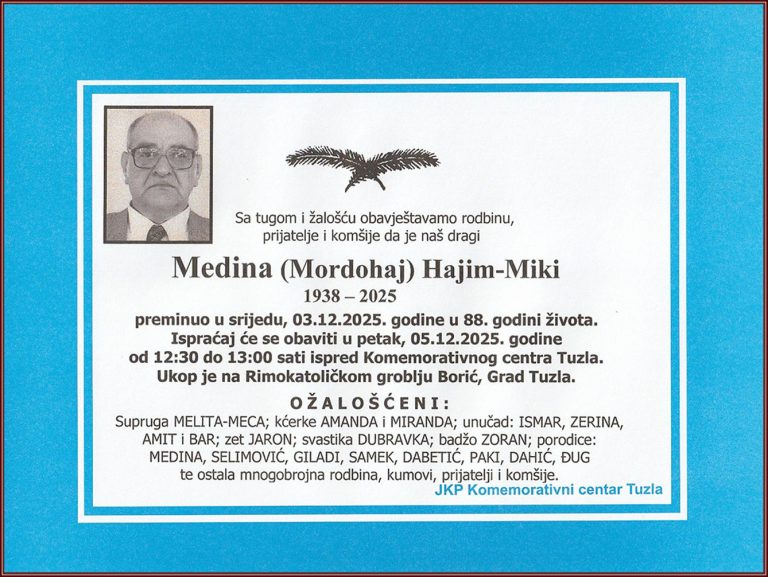 In memoriam, Medina Hajim