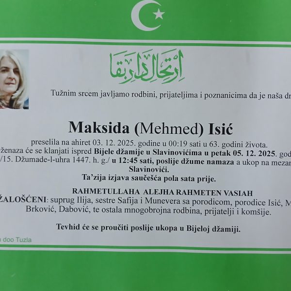 In memoriam, Maksida Isic