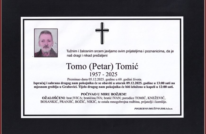 In memoriam, Tomo Tomic