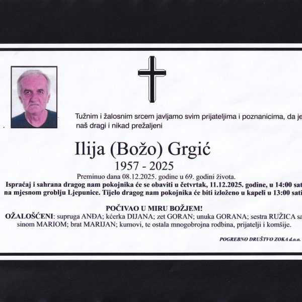 In memoriam: Ilija (Bože) GRGIĆ