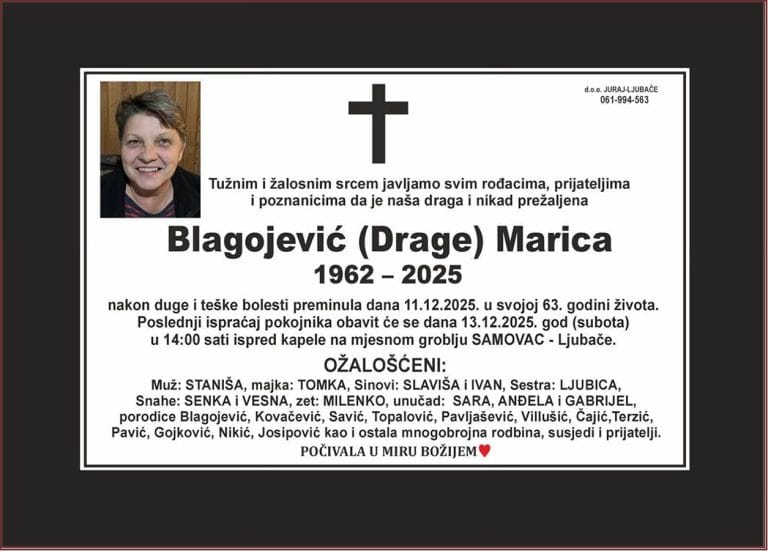 In memoriam, Marica Blagojevic