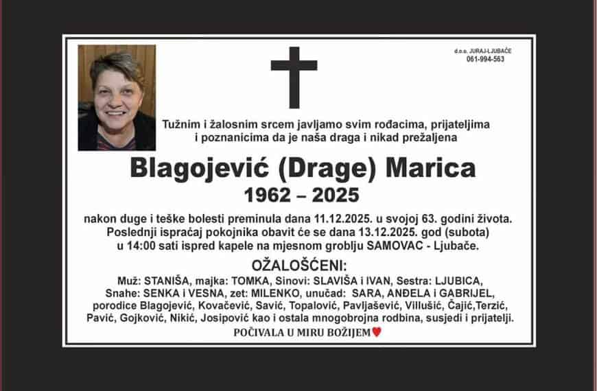 In memoriam, Marica Blagojevic