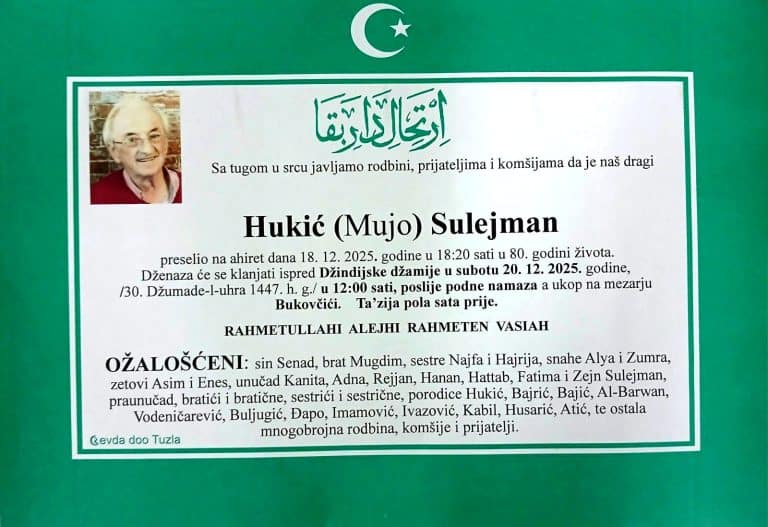 In memoriam, Sulejman Hukic