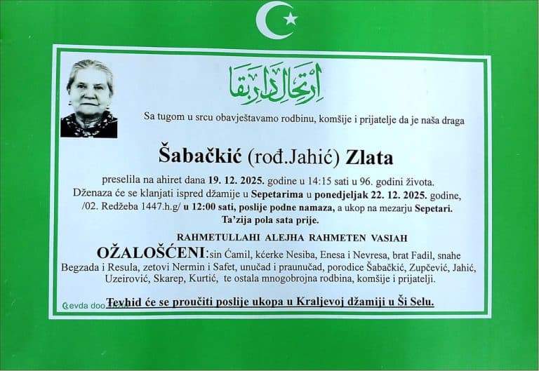 In memoriam, Zlata Sabaskic