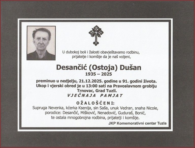 In memoriam, Dusan Desancic
