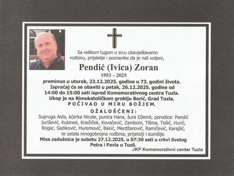 in memoriam, Zoran Pendić