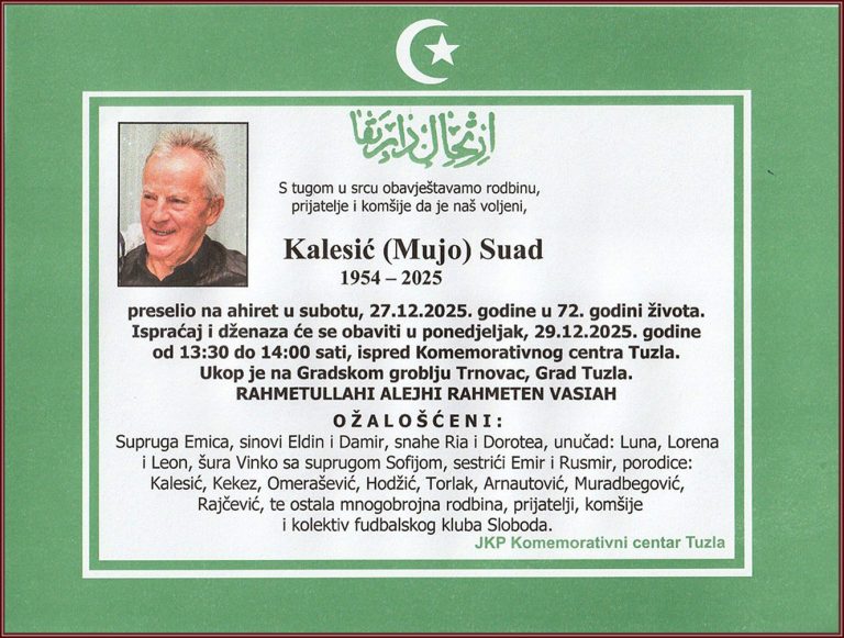 In memoriam, Suad Kalesić